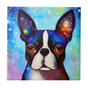 Azulejo De Cerâmica Boston Terrier cósmica