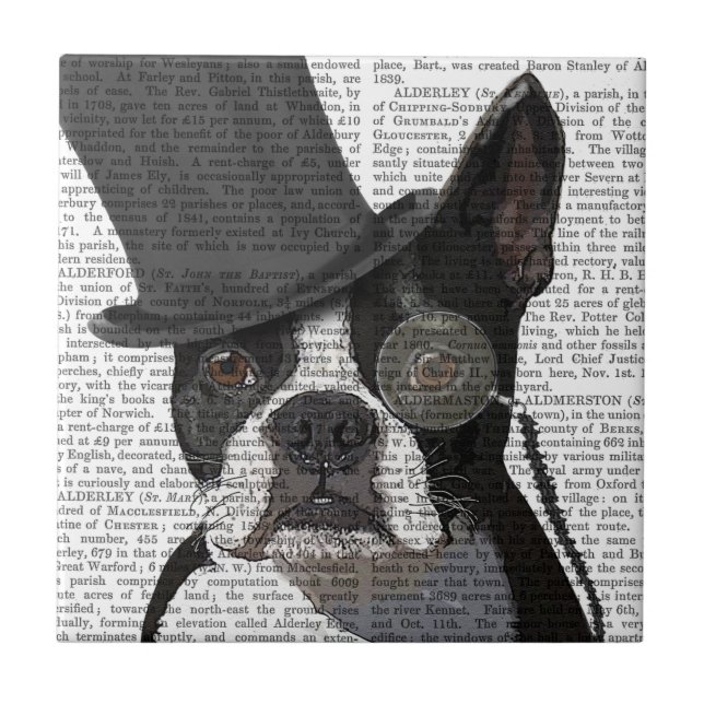 Azulejo De Cerâmica Boston Terrier, Formal Hound e Chapéu (Frente)