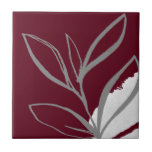 Azulejo De Cerâmica Botânica Moderna de Aquarela<br><div class="desc">Design moderno apresenta um design botânico de cor d'água artística minimalista em uma paleta de cores de burgundy e cinza. Um simples design moderno; um de uma coleção coordenadora.</div>