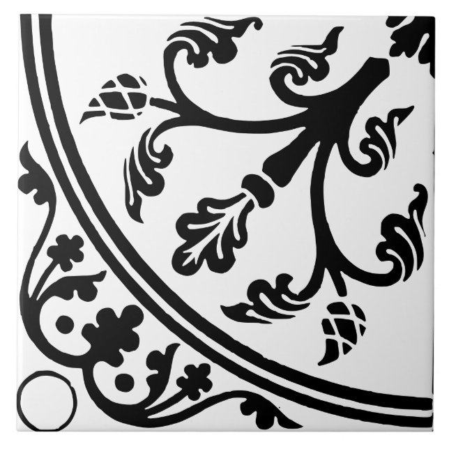 Azulejo De Cerâmica Botanical Abstract Large Print Black and White (Frente)