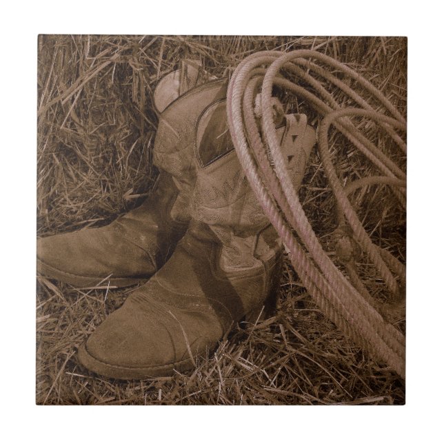 Azulejo De Cerâmica Botas & Lariat da vaqueira (Frente)
