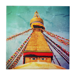 Azulejo De Cerâmica Boudhanath Stupa, Buddha Eyes, Kathmandu, Nepal