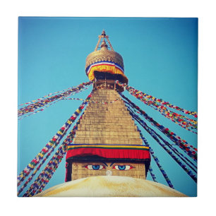 Azulejo De Cerâmica Boudhanath Stupa, Olhos Buda, Catmandu, Nepal