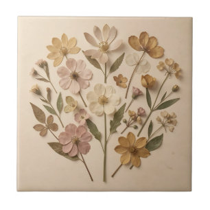 Azulejo De Cerâmica Bouquet Botânico de Flores Silvestres Prensadas Vi