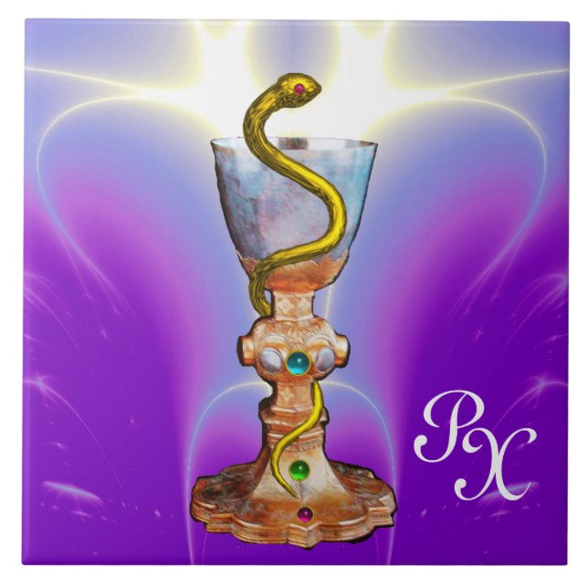 Azulejo De Cerâmica BOWL DE HYGEIA MONOGRAM Medicamento, Farmácia Roxo (Frente)