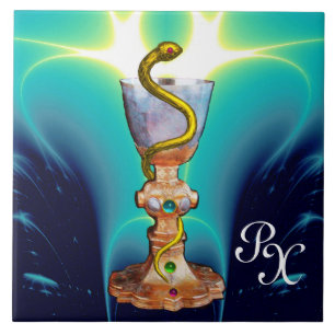 Azulejo De Cerâmica BOWL DE HYGEIA MONOGRAM Medicine, Pharmacy Blue