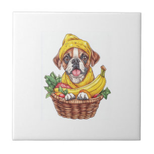 Azulejo De Cerâmica Boxeador de Banana � Cachorro de Fruta Engraçado