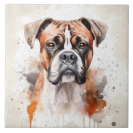 Azulejo De Cerâmica Boxer Dog Watercolor Pet