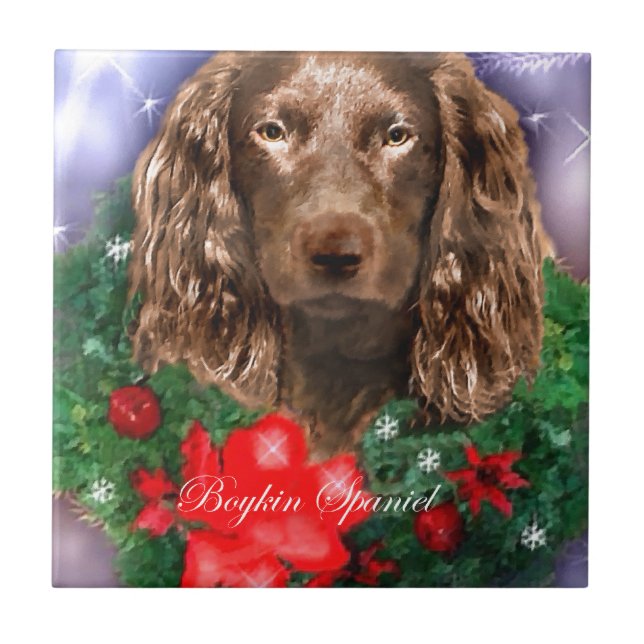 Azulejo De Cerâmica Boykin Spaniel Natal (Frente)