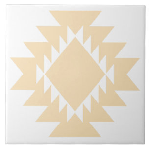 Azulejo De Cerâmica Branca Geométrica Nativa Americana do Sudoeste
