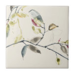 Azulejo De Cerâmica Branch de Folhas de Aquarelas<br><div class="desc">Leaf Branch II por Jennifer Goldberger. Gotas de aquarela em folhas criadas,  amarelas douradas e cor-de-rosa avermelhada,  em cinzas escuras e ramos pretos.</div>