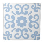 Azulejo De Cerâmica Branco claro mediterrânico português 2<br><div class="desc">Padrão na moda Azulejo mediterrânico do estilo português do Mediterrâneo,  azulejo de cerâmica azul-claro sobre fundo branco. Perfeito para um novo litoral sinta design interior ou backsplash. Padrão versão 2.</div>