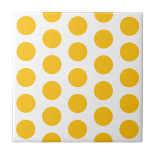 AZULEJO DE CERÂMICA BRANCO E AMARELO PONTO DE BOLHA ESTILOSO SIMPLES P