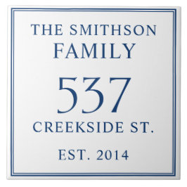 Azulejo De Cerâmica Branco e Azul Data Estabelecida Endereço Palco