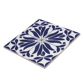 Azulejo De Cerâmica Branco e azul Floral geométrico abstrato