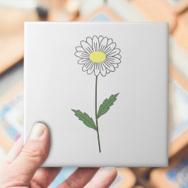 Azulejo De Cerâmica Branco-Flor-Daisy Pastel Botânico