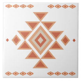 Azulejo De Cerâmica Branco Nativo do Sudoeste e Laranja Deserto