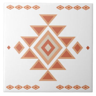 Azulejo De Cerâmica Branco Nativo do Sudoeste e Laranja Deserto