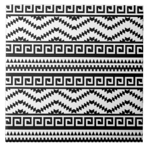 azulejo de cerâmica branco-preto aztec, com revest