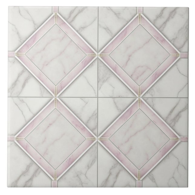 Azulejo de cerâmica branco-rosa para mármore para  (Frente)