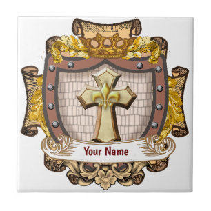 Azulejo De Cerâmica Brasão de Armas da Família Aurum Sobrenome