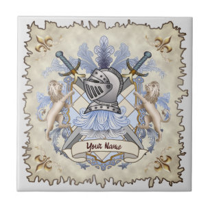 Azulejo De Cerâmica Brasão de Armas da Família Cavaleiro Azul Sobrenom