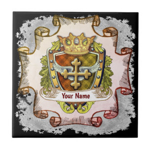Azulejo De Cerâmica Brasão de Armas da Família Cruz Sobrenome 