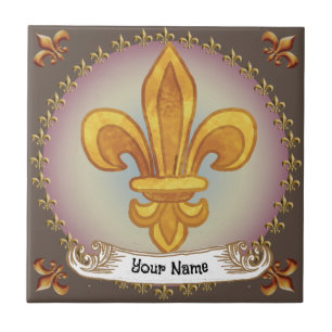 Azulejo De Cerâmica Brasão de Armas da Família Fleur De Lis Sobrenome