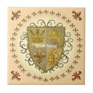 Azulejo De Cerâmica Brasão de Armas da Família Leão Sobrenome