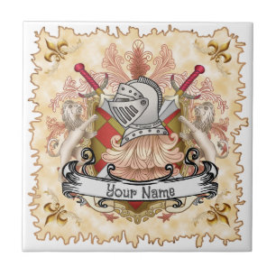 Azulejo De Cerâmica Brasão de Armas da Família Red Knight Sobrenome