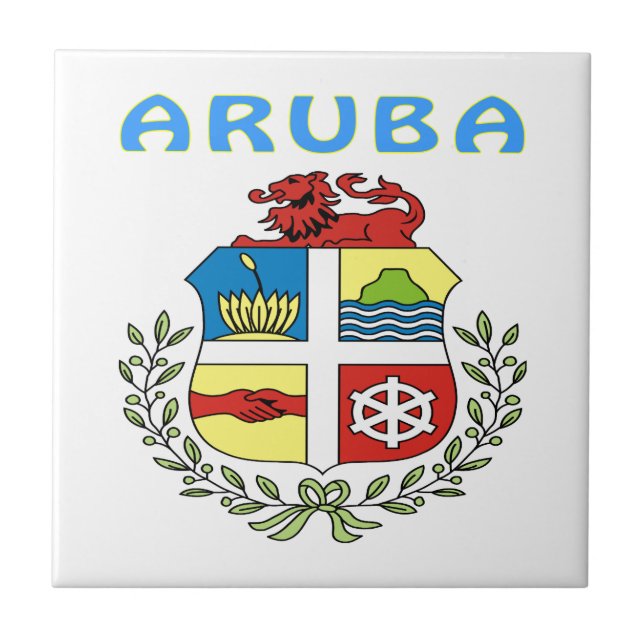 Azulejo De Cerâmica Brasão de Aruba (Frente)