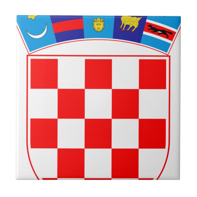 Azulejo De Cerâmica Brasão de Croatia, emblema croata, Hrvatska (Frente)