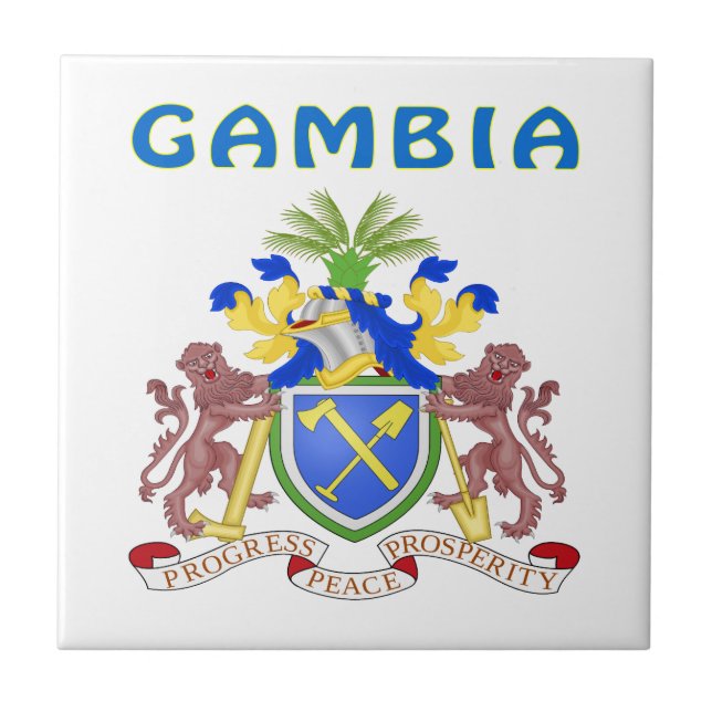 Azulejo De Cerâmica Brasão de Gambia (Frente)
