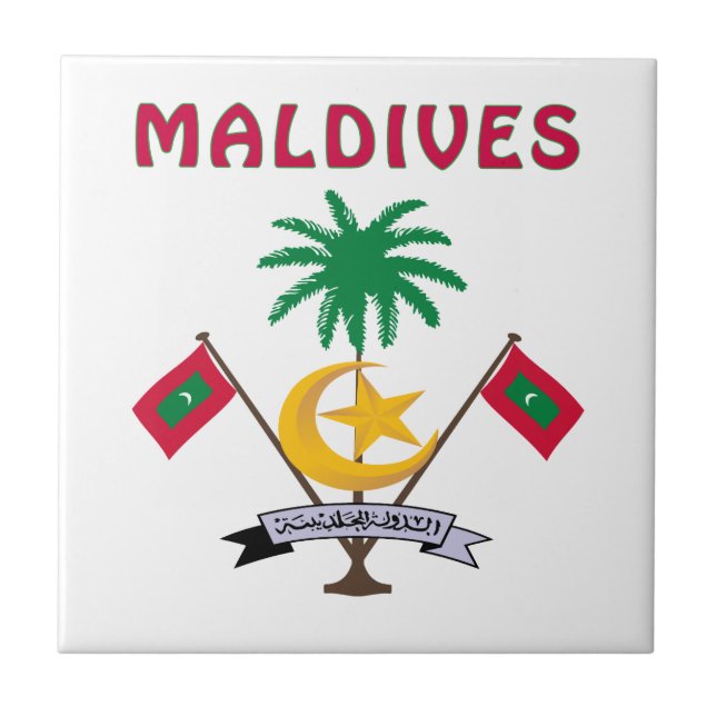 Azulejo De Cerâmica Brasão de MALDIVES (Frente)