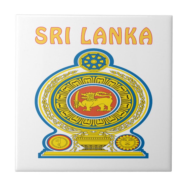 Azulejo De Cerâmica Brasão de SRI LANKA (Frente)