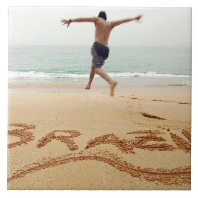 Azulejo De Cerâmica BRASIL. Homem do peito vestindo roupa de banho (Frente)