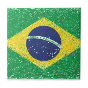 Azulejo De Cerâmica Brasileiro do *Hand-sketch* da bandeira de Brasil
