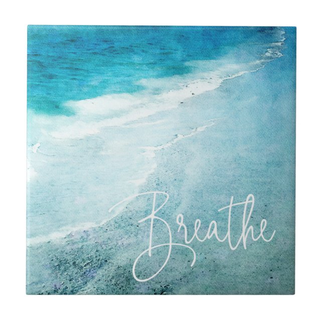 Azulejo De Cerâmica Breathe Yoga Cote Coast Tropical Beach Coast Water (Frente)