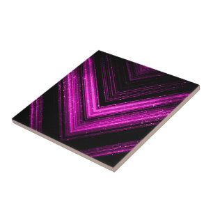 Azulejo De Cerâmica Brilhante magenta rosa metálico preto chevron