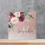 Azulejo De Cerâmica Brilhante Rosa Moderno e Estilhaço de Flor com Nom<br><div class="desc">Brilhante Rosa Moderno e Estilhaço de Flor com Nome</div>