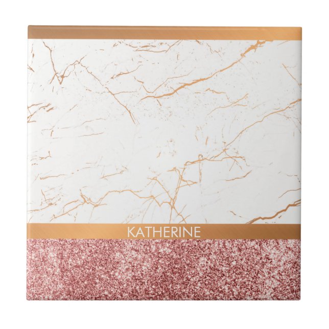 Azulejo De Cerâmica Brilho branco do rosa do mármore (Frente)