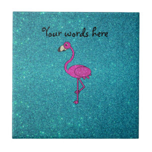 Azulejo De Cerâmica Brilho cor-de-rosa de turquesa do flamingo do