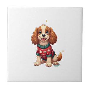 Azulejo De Cerâmica Brilho de Floco de Neve do Cocker Spaniel