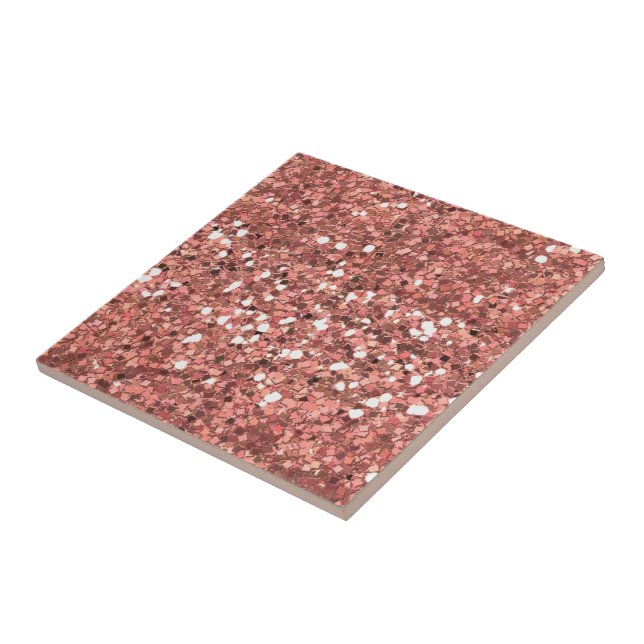 Azulejo De Cerâmica Brilho Faísca Dourado Rosa Sequins visual (Lateral)