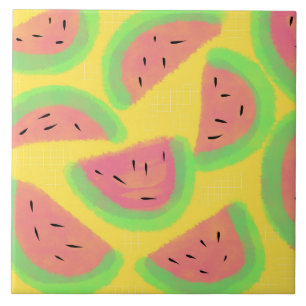 Azulejo De Cerâmica Brilho Rosa Amarelo Melancia