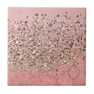 Azulejo De Cerâmica Brilho Rosa Bege Princesa Marroquina Indiana Glamo