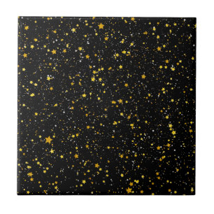 Azulejo De Cerâmica Brilho Stars3 - Preto do ouro