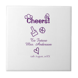 Azulejo De Cerâmica Brindemos à futura Sra. adicione o nome da noiva r