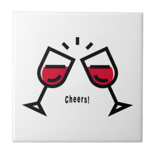 Azulejo De Cerâmica Brindes com Design de Copos de Vinho Tinto Fofo