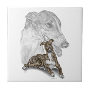 Azulejo De Cerâmica Brindle Greyhound Dog Art